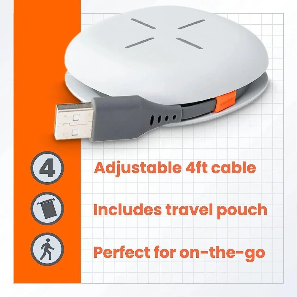 Ventev 5W Wireless ChargeWrap Mini Adjustable 4ft cable WCWMINIVNV -Light Gray